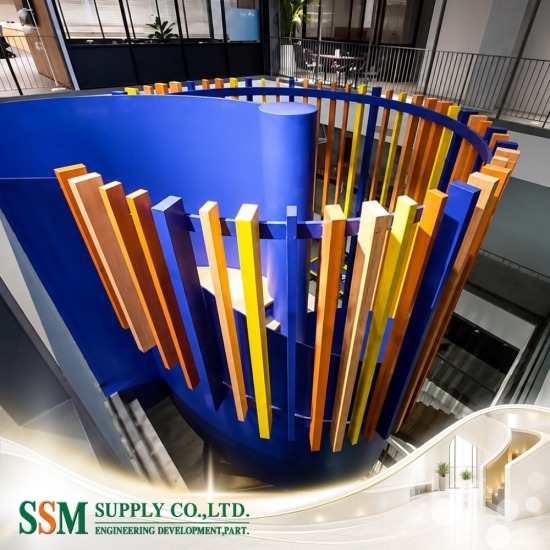 บันไดเหล็กสั่งทำพิเศษตกแต่งภายใน (Custom Steel StairInterior design) - รับทำบันไดวนเหล็กโมเดิร์นตามแบบ - เอส.เอส.เอ็ม. ซัพพลาย