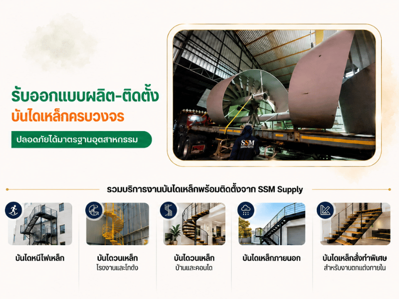ออกแบบผลิตติดตั้งบันไดวนเหล็กครบวงจร